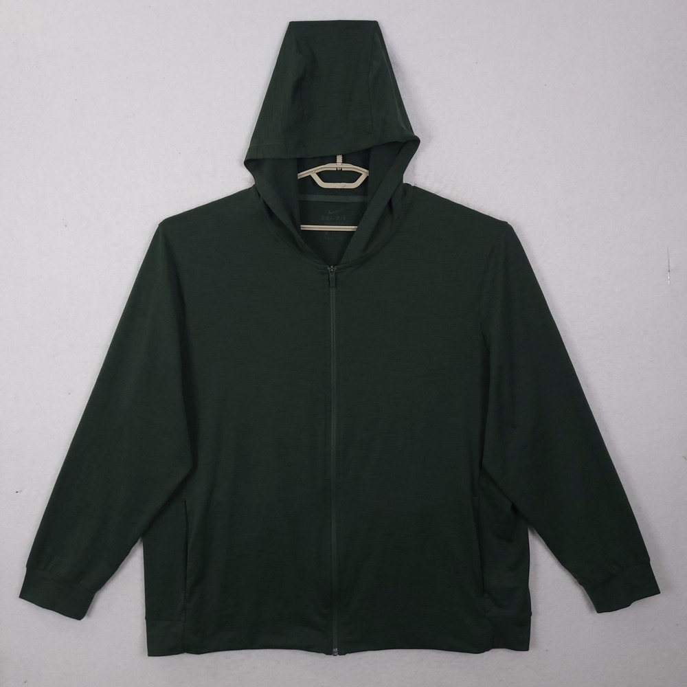 Nike Full Zip Hoodie Mens 2XL Green Dri-FIT Training Jacket CZ2217-355